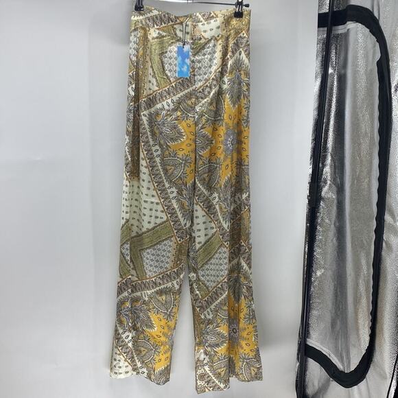 Cider Boho Paisley Backless Tank Top halter and pants set high waisted wide leg - Picture 6 of 14